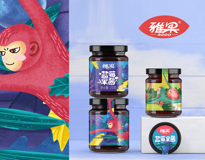 雅果包裝設計,果醬包裝設計,插畫風格包裝設計